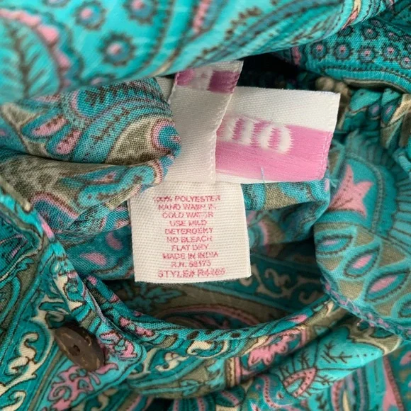 Anthropologie Boemo Turquoise and Pink Paisley Maxi Dress - Picture 3 of 14